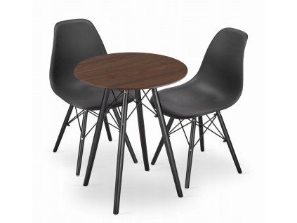 Kulatý stůl TODI 60 jasan + 2 židle OSAKA černá