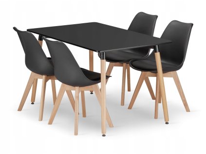 Obdélníková stolová sestava ADRIA 120x80 černá + 4 židle MARK černá