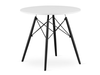 Kulatý stůl TODI 80 cm - bílý / černé nohy
