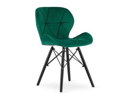 Židle LAGO Velvet - zelená / černé nohy x 1