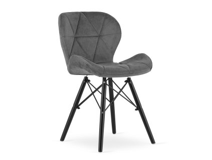 Židle LAGO Velvet - šedá / černé nohy x 1
