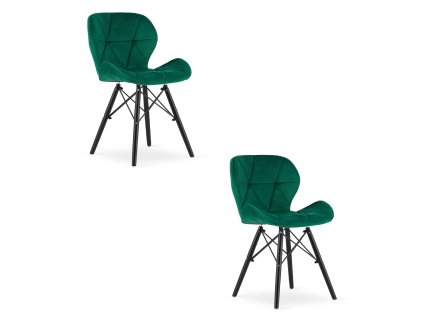 Židle LAGO Velvet - zelená / černé nohy x 2