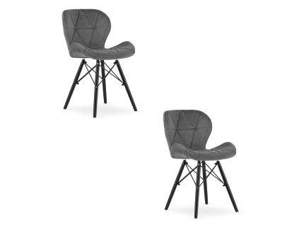 Židle LAGO Velvet - šedá / černé nohy x 2