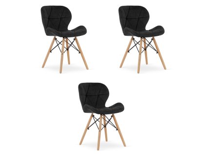 Sametová židle LAGO - černá x 3