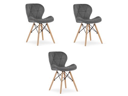 Sametová židle LAGO - šedá x 3