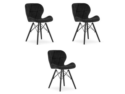 Židle LAGO Velvet - černá / nohy černé x 3