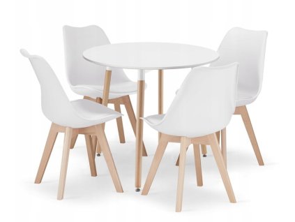 Kulatý stůl KAMI 80 cm + 4 židle MARK bílý