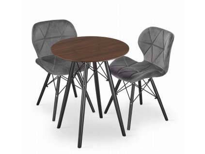 Kulatý stůl TODI 60 jasan + 2 židle LAGO šedá