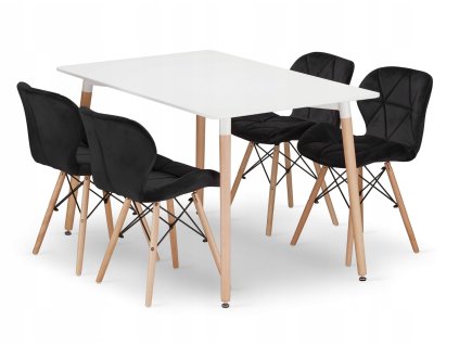 "Obdélníkový stůl ADRIA 120x80 bílý + 4 židle LAGO černé"