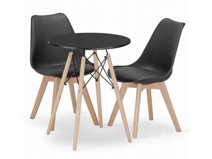 Kulatý stůl TODI 60 černý + 2 židle MARK černá