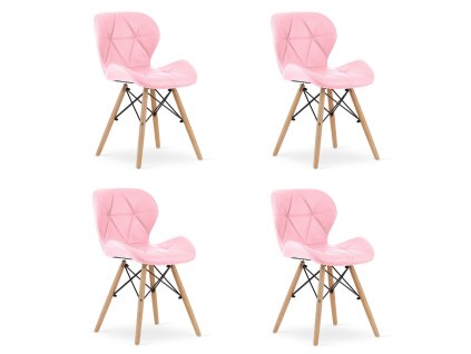Židle LAGO z ekokůže - růžová x 4