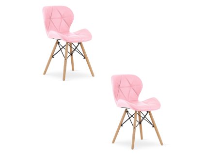 Židle z ekokůže LAGO - růžová x 2