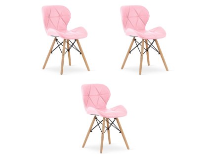 Židle LAGO z ekokůže - růžová x 3