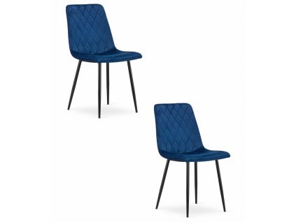 Židle TURIN - tmavě modrý samet x 2
