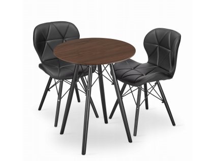 Kulatý stůl TODI 60 jasan + 2 židle LAGO černá