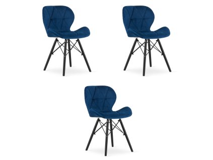 Židle LAGO Velvet - tmavě modrá / černé nohy x 3