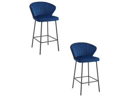 Hocker GATTA - tmavě modrý samet / černé nohy x 2