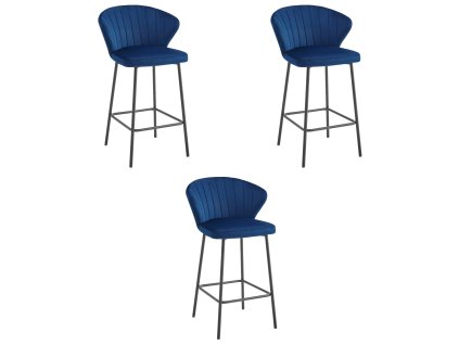 Hocker GATTA - tmavě modrý samet / černé nohy x 3