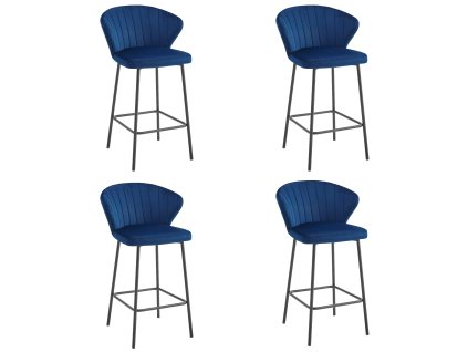 Hocker GATTA - tmavě modrý samet / černé nohy x 4