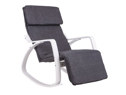 Houpací křeslo s nastavitelnou podnožkou Bílý rám
