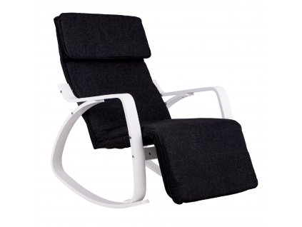 Houpací křeslo s nastavitelnou podnožkou bílé a černé barvy