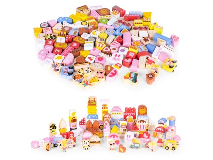 Vzdělávací sada dřevěných kostek - Candy city 116 ks