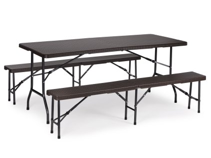 Cateringový stůl 180 cm + 2 lavice Ratanový banketový set