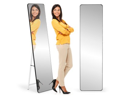 Velké stojací obdélníkové zrcadlo, úzký rám, 148 cm