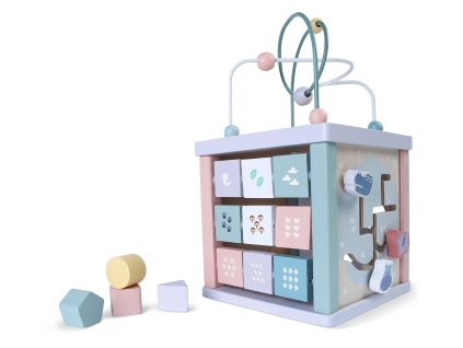 Dřevěná výuková kostka, třídička, mula, hodiny