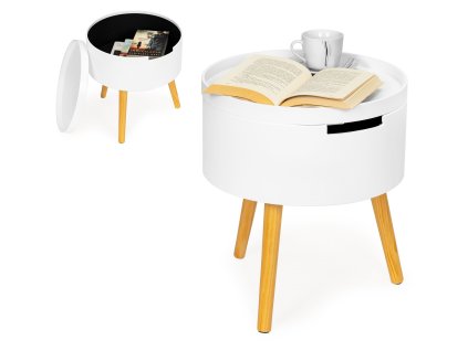 Kulatý konferenční stolek s úložným prostorem a noční stolek