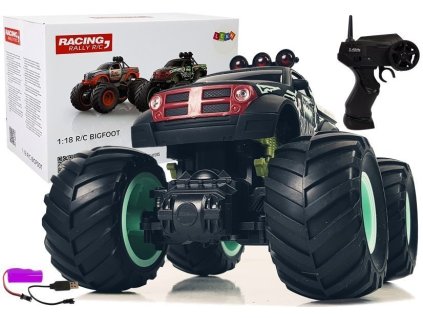 Terénní auto Pick Up Obrovská kola Bigfoot na dálkové ovládání 2.4G 1:18 Černá a zelená barva