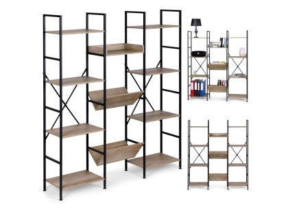 Moderní stojící kovový regál s 11 policemi