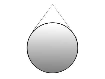 Nástěnné zrcadlo 80 cm zavěšené na popruhu moderní rám černý