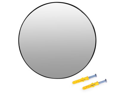 Závěsné zrcadlo 50 cm, moderní, černý hliníkový rám,