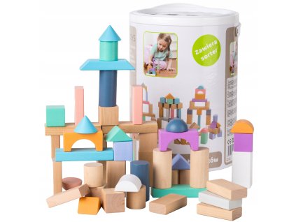 Dřevěné kostky 100 kusů kbelík + třídička