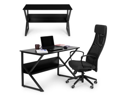 Počítačový stůl, 120 cm, černý, s policí, herní, školní,