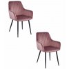 Židle SOLDEN - růžový samet / černé nohy x 2