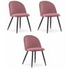 Židle BELLO - tmavě růžový samet / černé nohy x 3