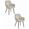 Židle LUGO - béžový samet / černé nohy x 2