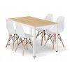 Set obdélníkový stůl TESSA 120x60 dub + 4 židle OSAKA bílá