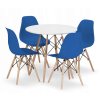 Kulatý stůl TODI 80cm bílý + 4 židle OSAKA modrá