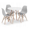 Kulatý stůl TODI 80cm bílý + 3 židle OSAKA šedá