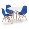 Kulatý stůl TODI 80cm bílý + 3 židle OSAKA modrá