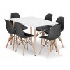 Obdélníková stolová sestava ADRIA 120x80 bílá + 6 židlí OSAKA černá