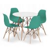 Kulatý stůl TODI 80 bílý + 4 židle OSAKA zelená