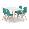 Obdélníková stolová sestava ADRIA 120x80 bílá + 4 židle OSAKA zelená