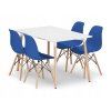 Obdélníková stolová sestava ADRIA 120x80 bílá + 4 židle OSAKA modrá