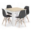 Set čtvercový stůl 80x80 dub sonoma + 4 židle OSAKA černá