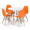 Kulatý stůl TODI 80 bílý + 4 židle OSAKA oranžová