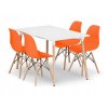 Obdélníková stolová sestava ADRIA 120x80 bílá + 4 židle OSAKA oranžová